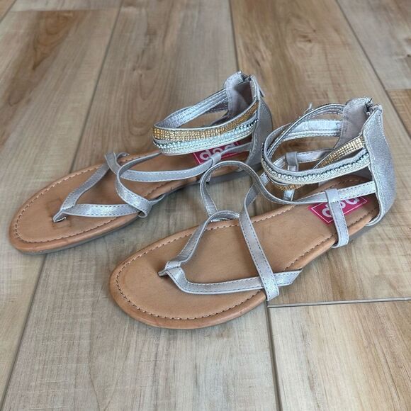 EDL Presents Pop Eiffel Antique Gold Embellished Strappy Sandal Size 8 1/2 - Picture 2 of 15